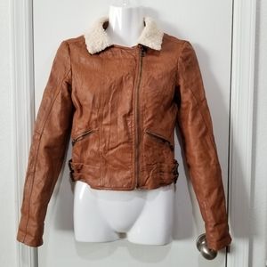 Candie's Faux Leather Sherpa Moto Jacket